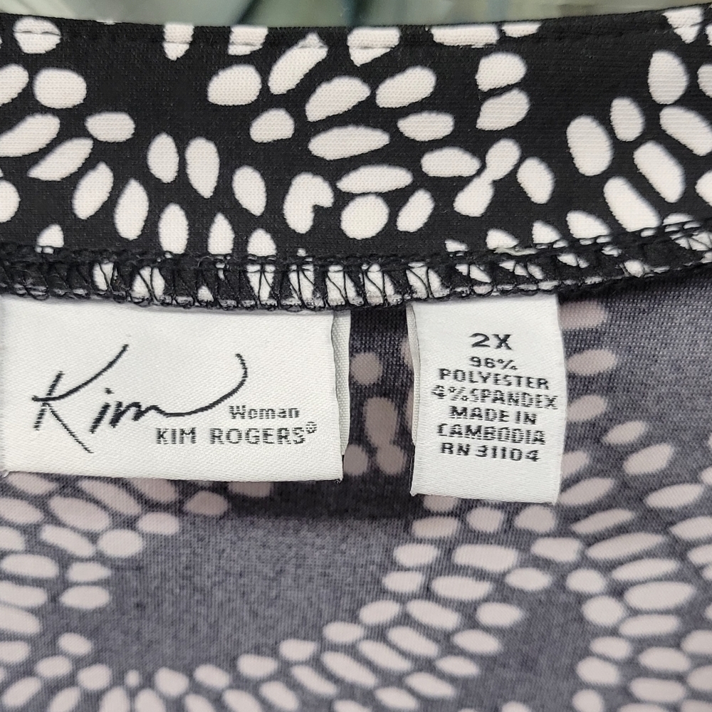 Kim Rogers Black Pink Patterned 2X Tunic Top - Picture 3 of 7